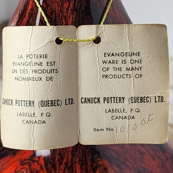 Vtg Evangeline ware Canuck Pottery Red clay drip glaze Vase - Picture 11 of 11